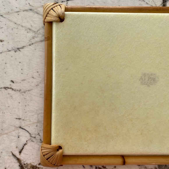 Alpac Vintage 80s Fiberglass Bamboo Tray Pastel Apples Basket Bird Design - Picture 6 of 14